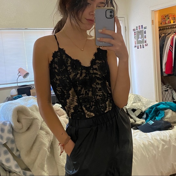 Forever 21 Tops - Black Lace Bodysuit Forever 21